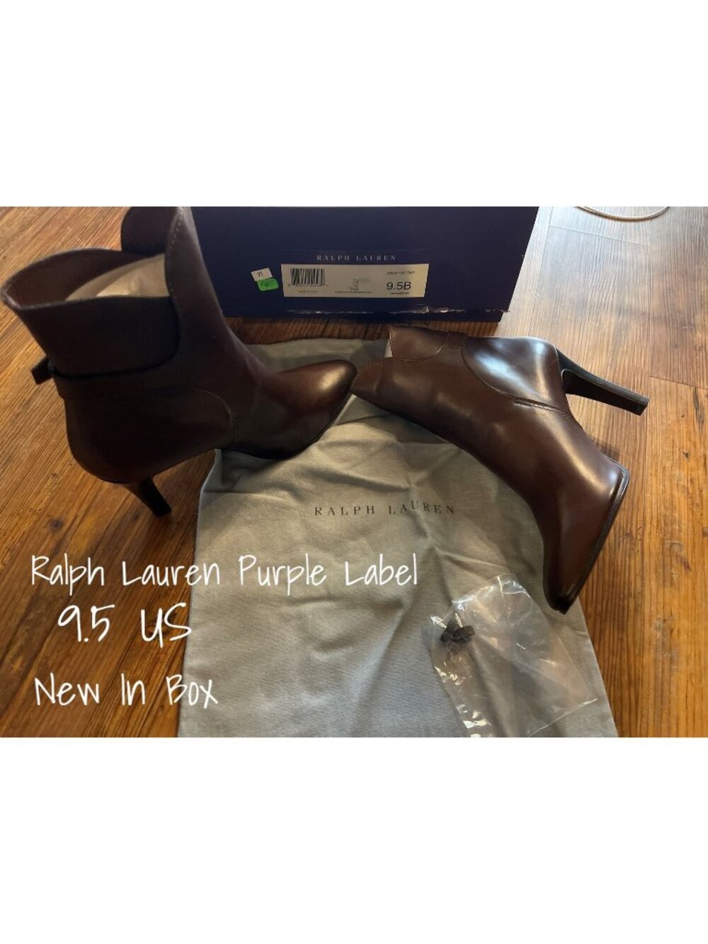 Ralph Lauren Collection Leather High Heel Short Boots Purple Label  9.5 US New